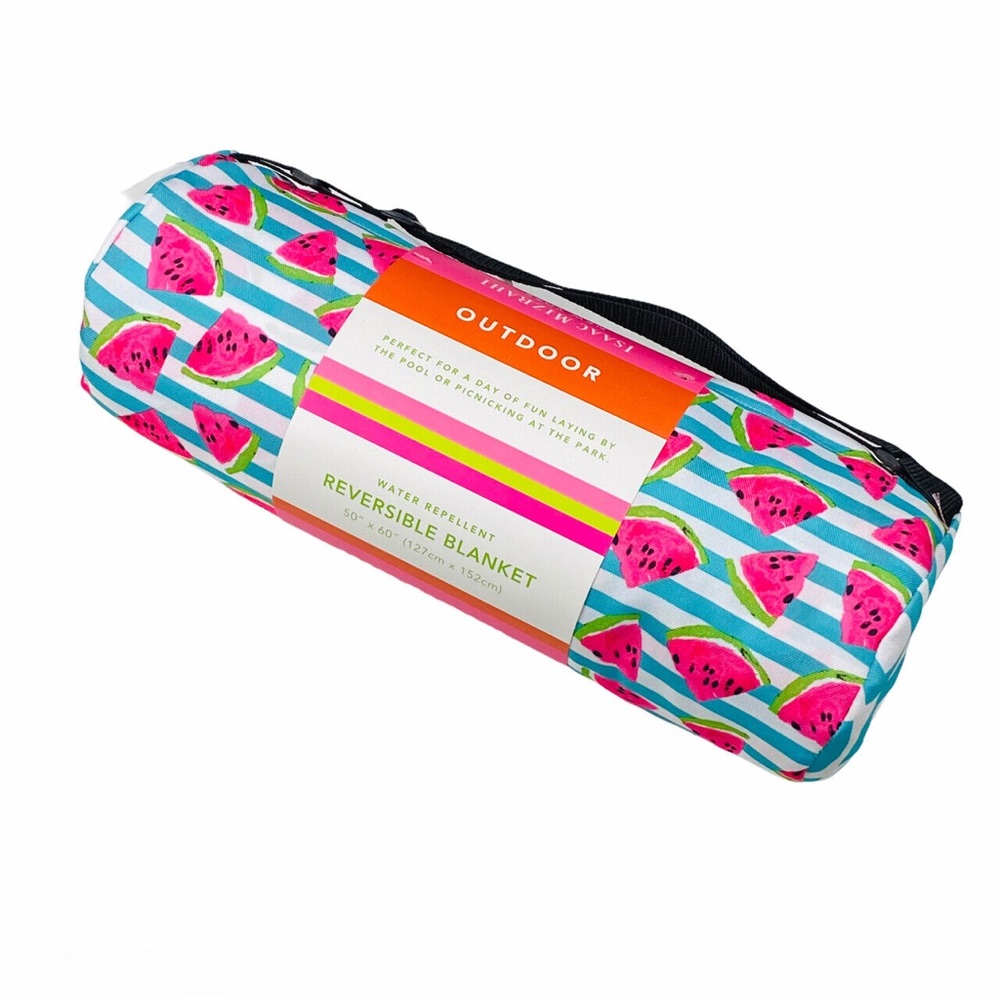COPY - Isaac Mizrahi watermelon double sided picnic blanket with carrying case.